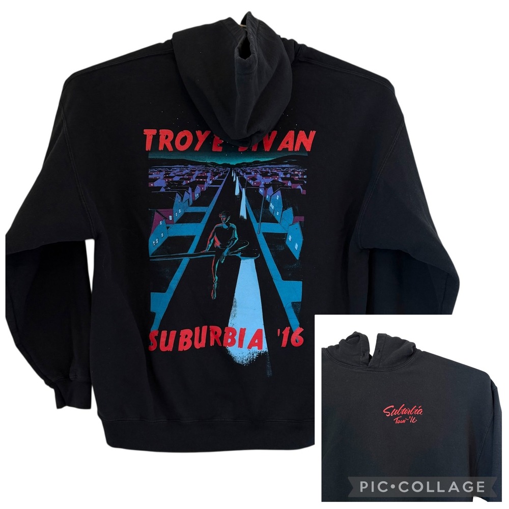 Troye Sivan Suburbia Tour 16 Black Graphic Hoodie Mens XL Concert Merch 2016